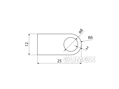 Silikonový profil tvaru "D" s dutinkou, 12x25/R6mm, 60°ShA, -60°C/+180°C, transparentní